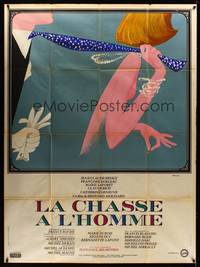 9e306 MALE HUNT tie style French 1p '64 Edouard Molinaro, wacky art by Rene Ferracci!