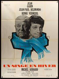9e316 MONKEY IN WINTER French 1p '62 art if Jean Gabin & Jean-Paul Belmondo, Henri Verneuil