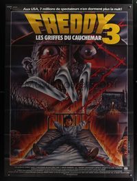 9e326 NIGHTMARE ON ELM STREET 3 French 1p '87 best different artwork of Freddy Krueger by Melki!