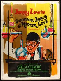 9e330 NUTTY PROFESSOR French 1p '63 wacky different art of Jerry Lewis in laboratory!
