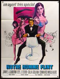 9e333 OUR MAN FLINT French 1p '66 art of James Coburn, sexy James Bond spy spoof!