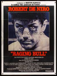 9e341 RAGING BULL French 1p '80 Martin Scorsese, classic close up boxing image of Robert De Niro!