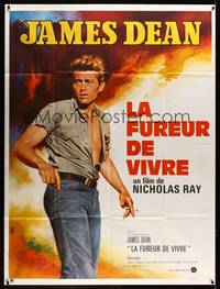 9e346 REBEL WITHOUT A CAUSE French 1p R70s Nicholas Ray, different art of James Dean by Mascii!