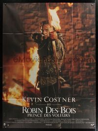 9e353 ROBIN HOOD PRINCE OF THIEVES French 1p '91 cool image of Kevin Costner w/flaming arrow!