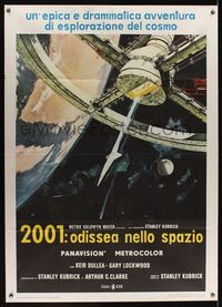 9e415 2001: A SPACE ODYSSEY Italian 1p R71 Stanley Kubrick, art of space wheel by Bob McCall!