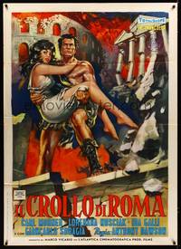 9e465 FALL OF ROME Italian 1p '62 art of strongman Carl Mohner carrying sexy girl!