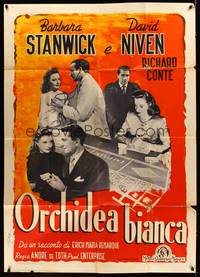 9e532 OTHER LOVE Italian 1p '47 David Niven, Barbara Stanwyck, Conte, different gambling image!