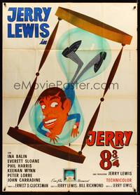 9e539 PATSY Italian 1p '64 completely different art of Jerry Lewis in giant hourglass by C. Tim!