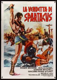 9e555 REVENGE OF SPARTACUS Italian 1p R70s art of Roger Browne in the title role by Aller!