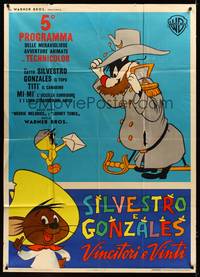 9e563 SILVESTRO E GONZALES VINCITORI E VINTI Italian 1p '62 Sylvester, Tweety & Speedy cartoon!