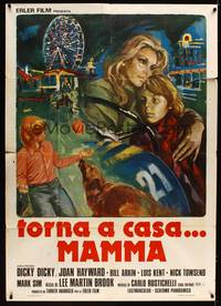 9e586 TORNA A CASA MAMMA Italian 1p '75 cool Avelli art of boy with his mother & dog + carnival!