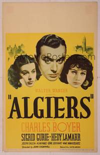 9e008 ALGIERS WC '38 great image of Charles Boyer between Hedy Lamarr & Sigrid Gurie!
