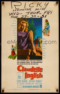 9e028 CLAUDELLE INGLISH WC '61 misbehavin' child woman Diane McBain, from Erskine Caldwell novel!