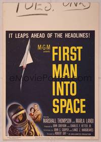 9e038 FIRST MAN INTO SPACE WC '59 most dangerous & daring mission of all time, cool astronaut art!