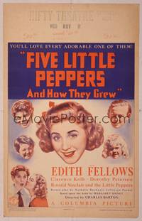 9e039 FIVE LITTLE PEPPERS & HOW THEY GREW WC '39 headshots of Edith Fellows & co-stars!
