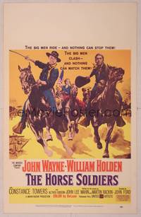 9e052 HORSE SOLDIERS WC '59 art of U.S. Cavalrymen John Wayne & William Holden, John Ford