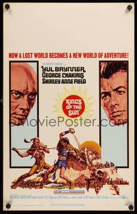 9e061 KINGS OF THE SUN WC '64 art of Yul Brynner with spear fighting George Chakiris!