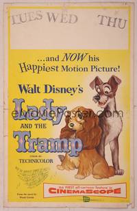 9e062 LADY & THE TRAMP WC '55 Walt Disney romantic canine dog classic cartoon!