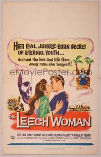 9e065 LEECH WOMAN WC '60 deadly female vampire drained love & life from every man she trapped!