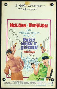 9e089 PARIS WHEN IT SIZZLES WC '64 Audrey Hepburn with gun & barechested William Holden in France!