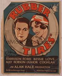 9e100 RUBBER TIRES WC '27 great art of Harrison Ford & Bessie Love inside of flat tire!