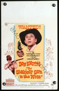 9e104 SHAKIEST GUN IN THE WEST WC '68 Barbara Rhoades with rifle, Don Knotts on wanted poster!