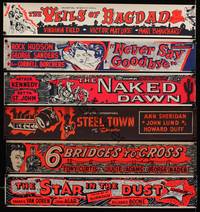9f023 LOT OF 20 DOOR TOP BANNERS 20 day-glo posters '50s The Veils of Bagdad, Steel Town & many more