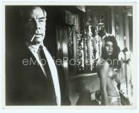 9g352 POINT BLANK 8x10 still '67 Lee Marvin smoking with sexy barely-dressed girl beside him!