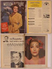 9h047 MOTION PICTURE magazine December 1944, portrait of Laraine Day in long jacket by tree!