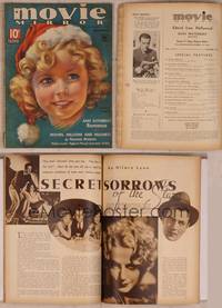 9h012 MOVIE MIRROR magazine December 1934, cool art of Shirley Temple w/Santa hat by Alice Mozert!
