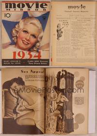 9h001 MOVIE MIRROR magazine January 1934, wonderful art portrait of sexy Jean Harlow!