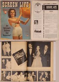 9h019 SCREEN LIFE magazine August 1941, sexy Jane Russell in bathing suit with beach ball!
