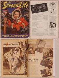 9h013 SCREEN LIFE magazine January 1941, Gloria Jean in winter jacket holding a pair of skis!
