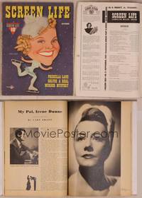 9h020 SCREEN LIFE magazine September 1941, wonderful art of skater Sonja Henie by McGowan Miller!