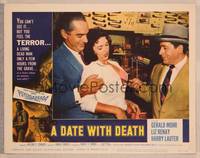 9k209 DATE WITH DEATH LC #3 '59 great image of two creepy guys threatening Liz Renay with knife!