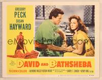 9k210 DAVID & BATHSHEBA LC #2 '51 close up of Gregory Peck holding sexy Susan Hayward's hand!