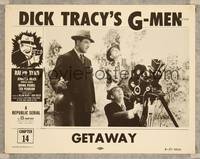 9k218 DICK TRACY'S G-MEN Ch14 LC R55 men with movie camera aiming it at the sky, Republic serial!