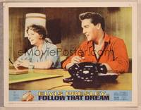 9k243 FOLLOW THAT DREAM LC #6 '62 Elvis Presley laughing with Anne Helm by giant telephone!
