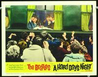 9k268 HARD DAY'S NIGHT LC #4 '64 adoring fans look at all four Beatles through train window!