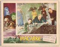 9k326 MACABRE LC #2 '58 William Castle, Jim Backus & five others at graveyard in rain!