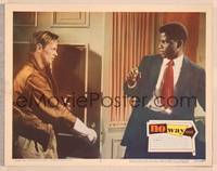 9k354 NO WAY OUT LC #3 '50 close up of Richard Widmark holding gun on Sidney Poitier!