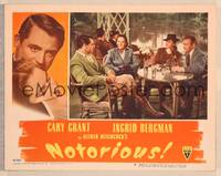 9k358 NOTORIOUS LC #6 '46 Cary Grant, Ingrid Bergman & Claude Rains have drinks together!
