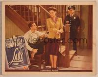 9k373 PHANTOM LADY LC '44 smoking Ella Raines with Alan Curtis at bottom of stairs!