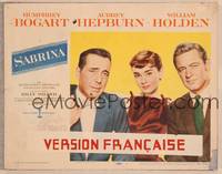 9k415 SABRINA LC #1 '54 3-shot portrait of Audrey Hepburn, Humphrey Bogart & William Holden!