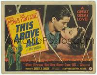 9k125 THIS ABOVE ALL TC '42 great romantic close up of Tyrone Power & Joan Fontaine!