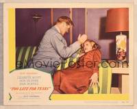 9k473 TOO LATE FOR TEARS LC '49 Dan Duryea slapping bad girl Lizabeth Scott on couch!