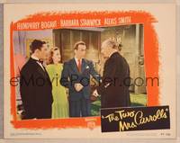 9k483 TWO MRS. CARROLLS LC #2 '47 Barbara Stanwyck watches Humphrey Bogart restrain Nigel Bruce!