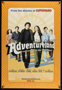 9m056 ADVENTURELAND advance DS 1sh '09 Jesse Eisenberg, Kristen Stewart, Bill Hader, Kristen Wiig!