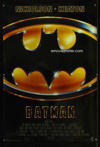 9m085 BATMAN 1sh '89 Michael Keaton, Jack Nicholson, directed by Tim Burton!