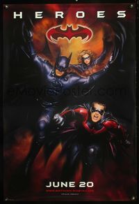 9m084 BATMAN & ROBIN DS heroes style advance 1sh '97 Clooney, O'Donnell, Silverstone